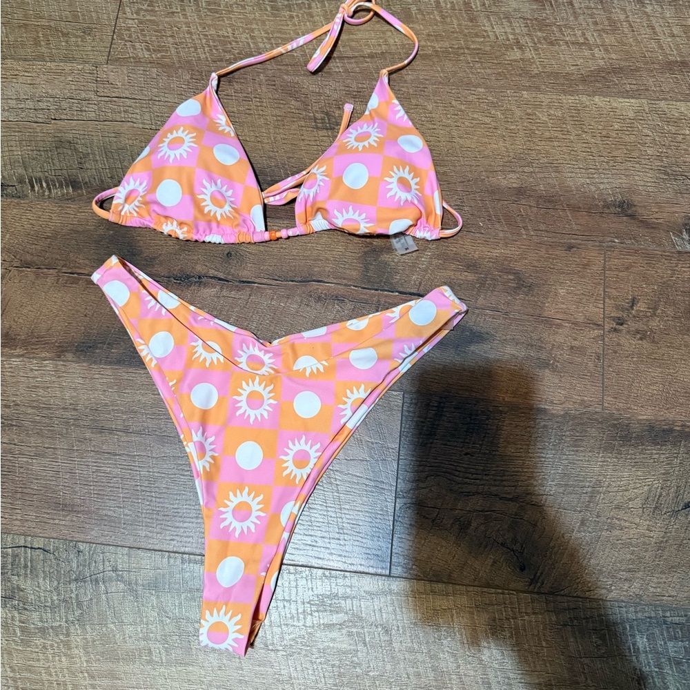 Pink and Orange Sun Pattern Bikini